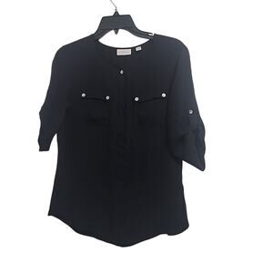 Women’s New York and Company Black Buttoned Down Blouse Long Sleeved